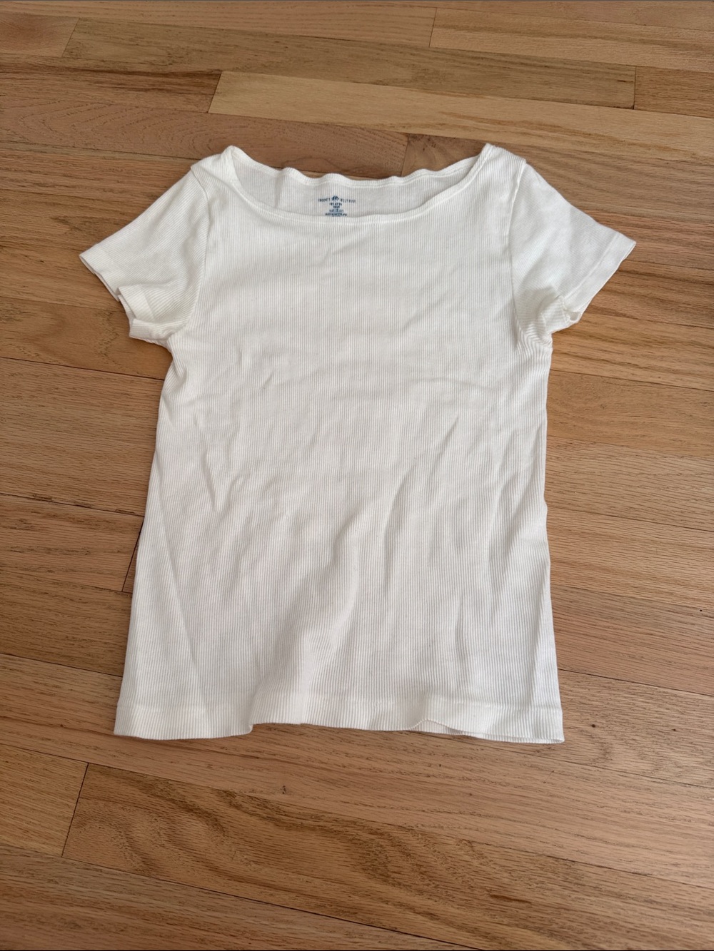 Brandy Melville White Ribbed Short Sleeve Tee